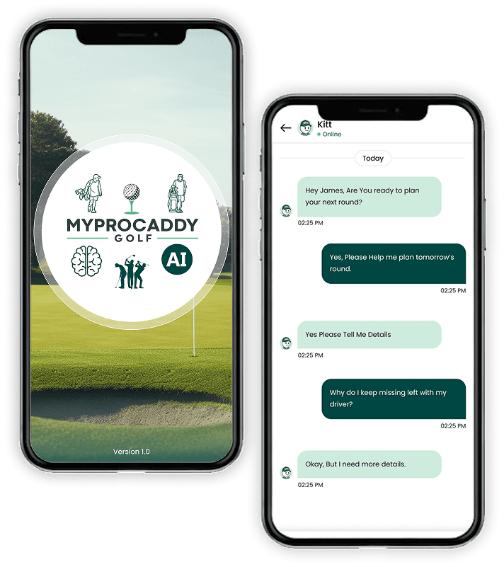 MyProCaddy mobile app shown on a smartphone